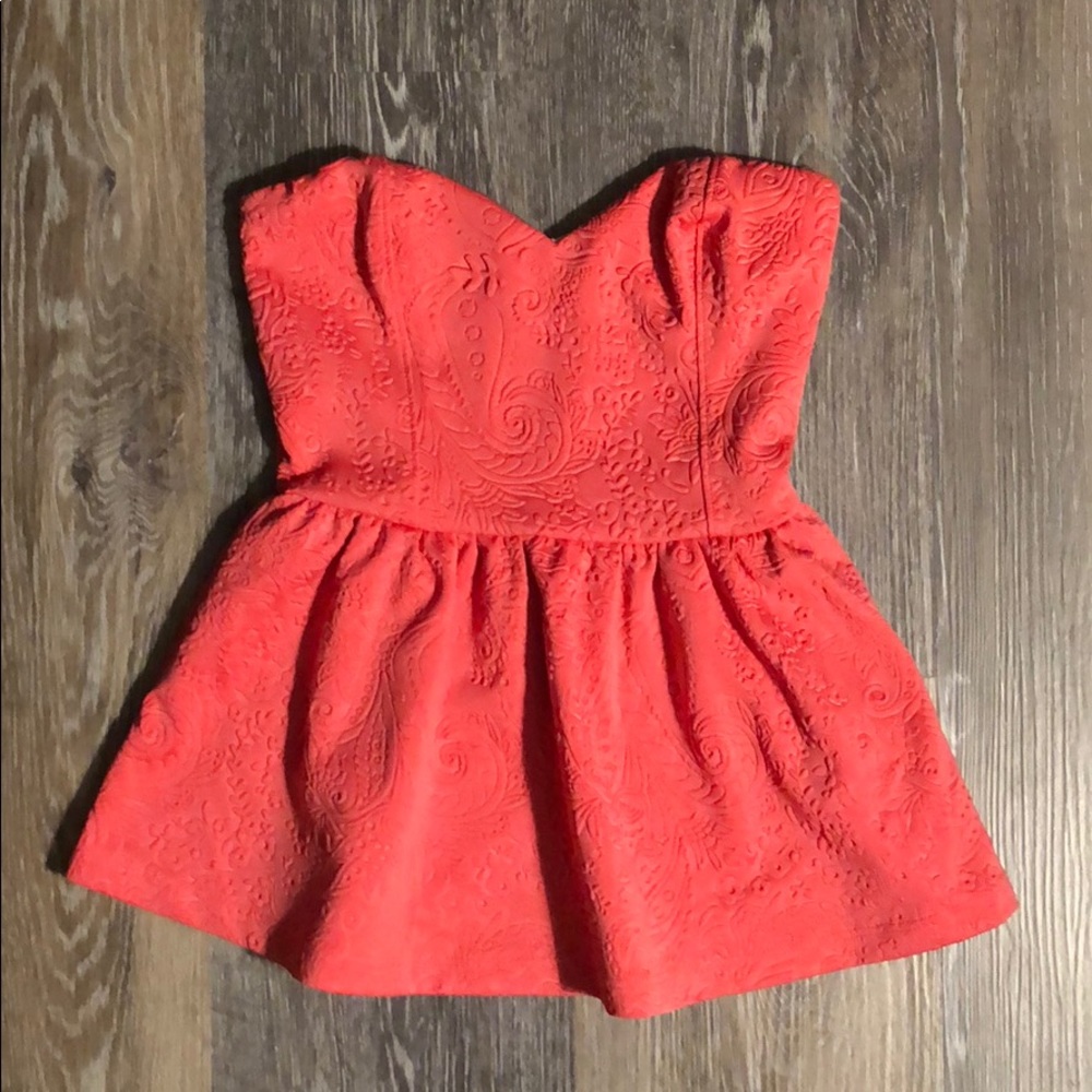 Pins and Needles Strapless Floral Peplum